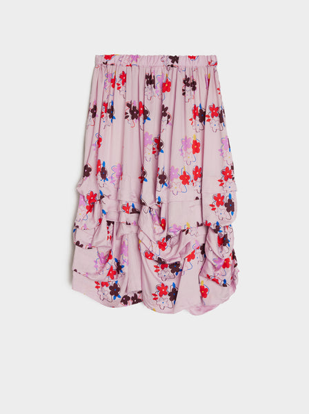 Flower Pattern Layered Skirt, Purple