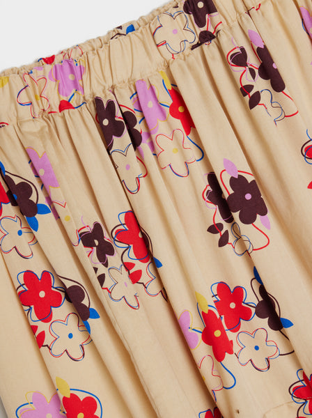 Flower Pattern Layered Skirt, Beige
