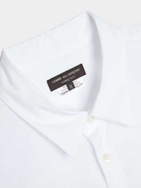Cotton Broad Stripe Patch Shirt, White
