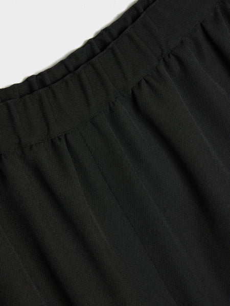 Wool Gabardine Drawstring Short, Black