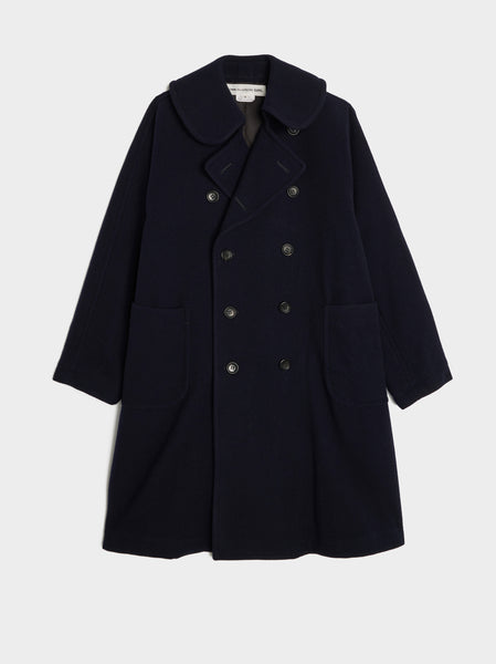 Wool Nylon Moss Coat, Navy