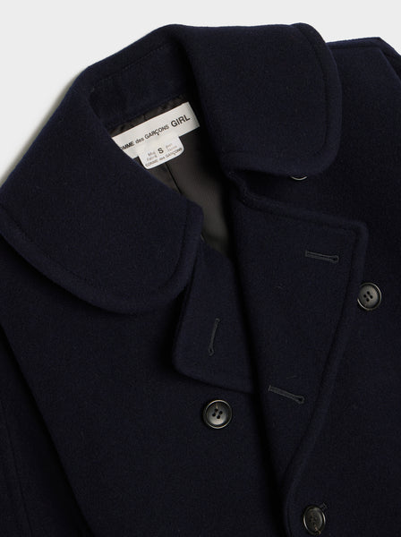 Wool Nylon Moss Coat, Navy