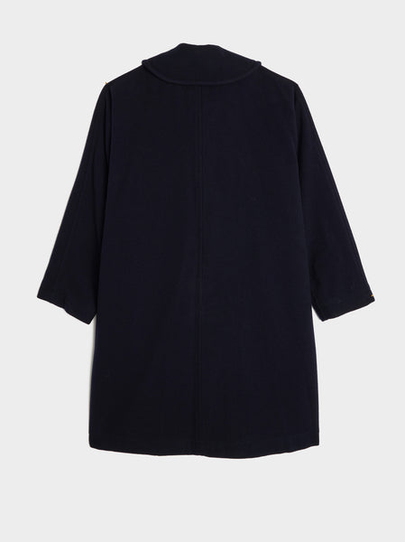 Wool Nylon Moss Coat, Navy