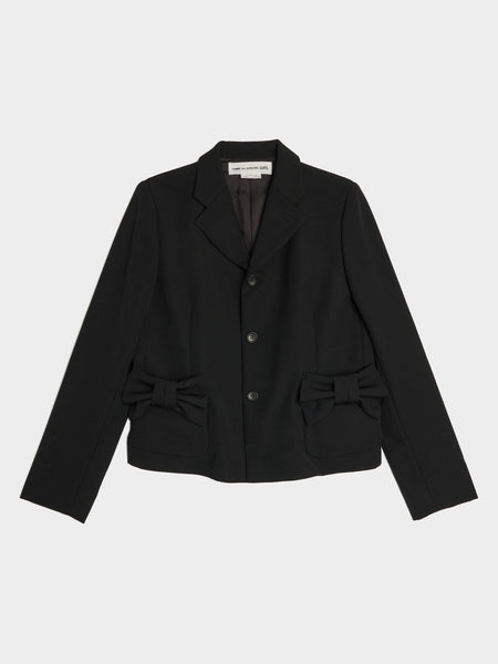 Wool Gabardine Medium Jacket, Black