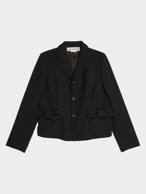 Wool Gabardine Medium Jacket, Black