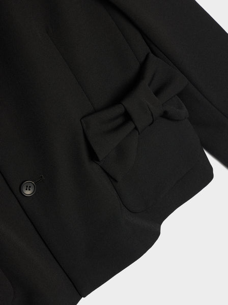 Wool Gabardine Medium Jacket, Black