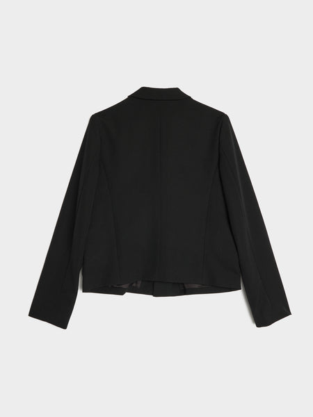 Wool Gabardine Medium Jacket, Black