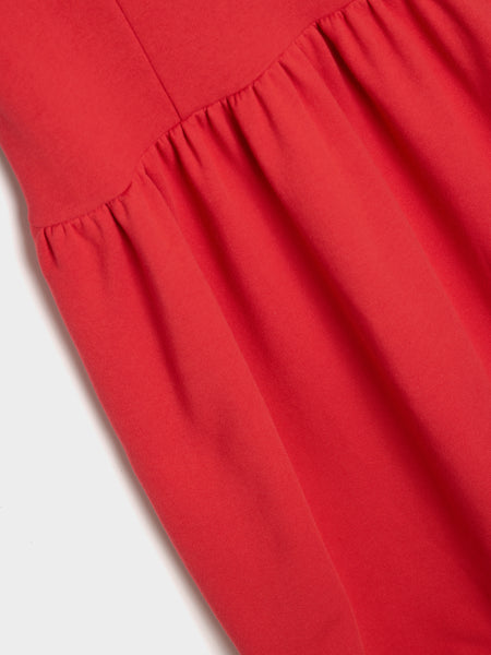 Cotton Back Pile Dress, Red