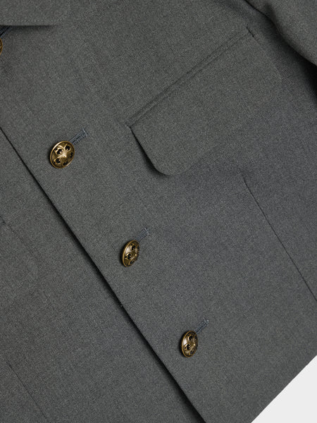 Cropped Doeskin Jacket, Gray