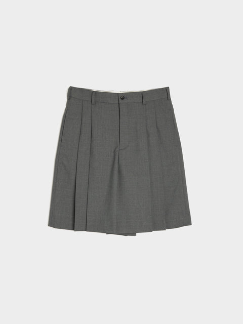 Short Pleated Doeskin Pant, Gray
