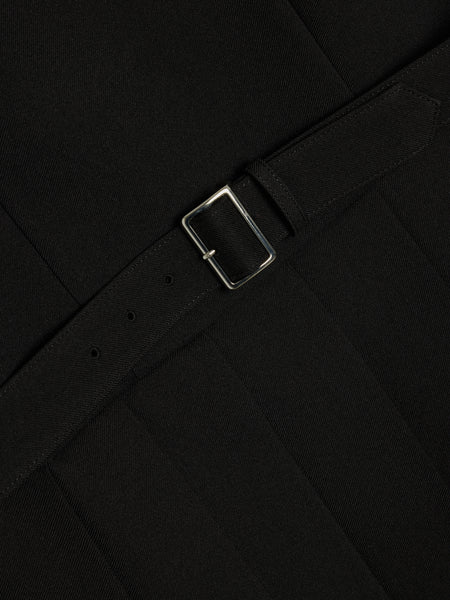 Belted Gabardine Dress, Black