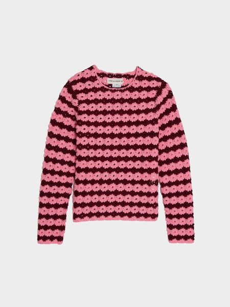 Acrylic Crochet Stripe Pattern LS, Pink
