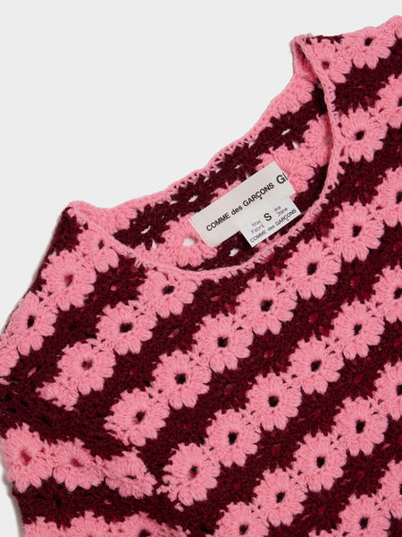 Acrylic Crochet Stripe Pattern LS, Pink