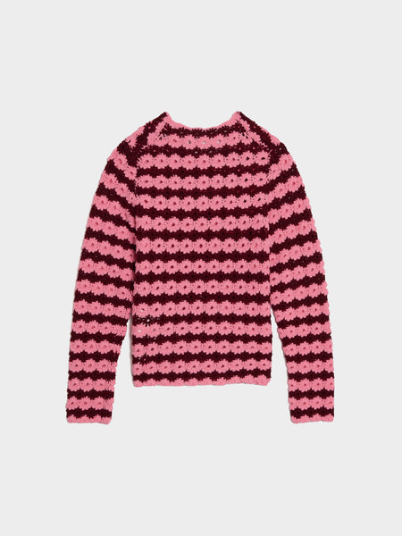 Acrylic Crochet Stripe Pattern LS, Pink
