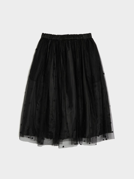 Flower Pattern Skirt, Black / Black