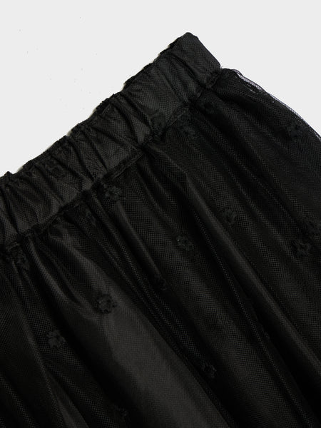 Flower Pattern Skirt, Black / Black