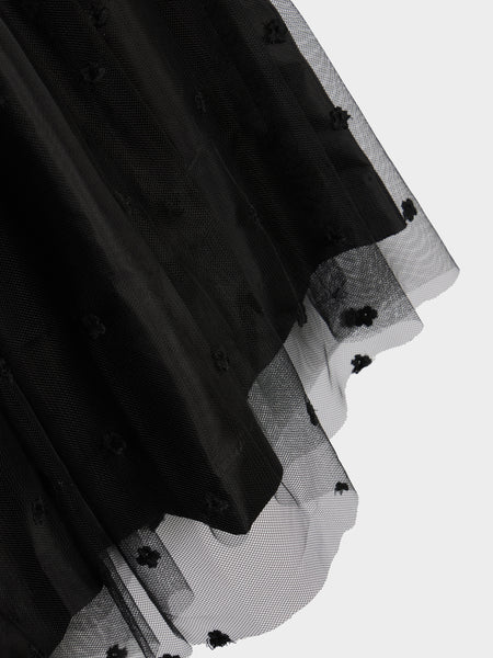 Flower Pattern Skirt, Black / Black