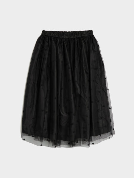 Flower Pattern Skirt, Black / Black