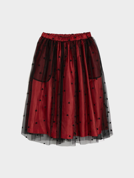 Flower Pattern Skirt, Black / Red