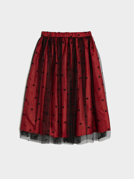 Flower Pattern Skirt, Black / Red
