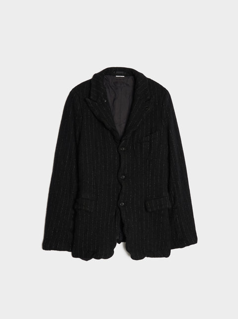 Wool Nylon Lame Stripe Jacket, Black
