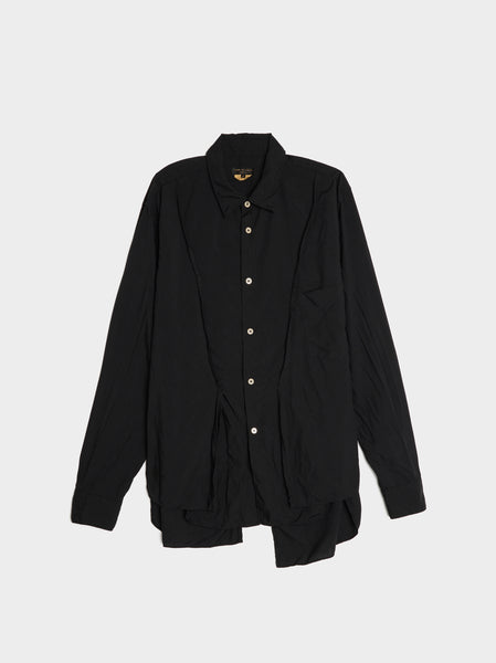 Broad Thin Garment Treated Shirt, Black