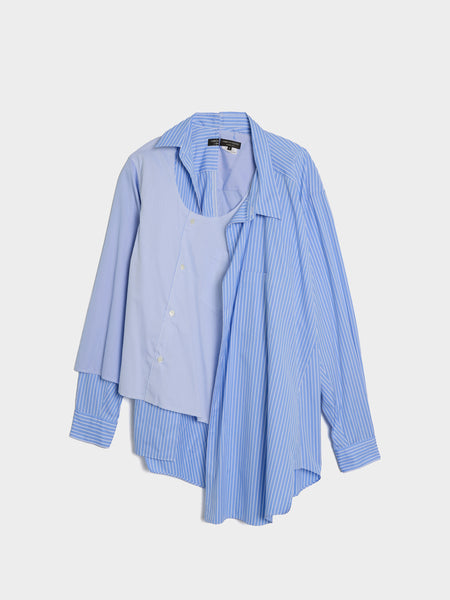 Cotton Broad Stripe Shirt, Sax