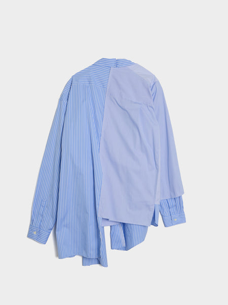Cotton Broad Stripe Shirt, Sax