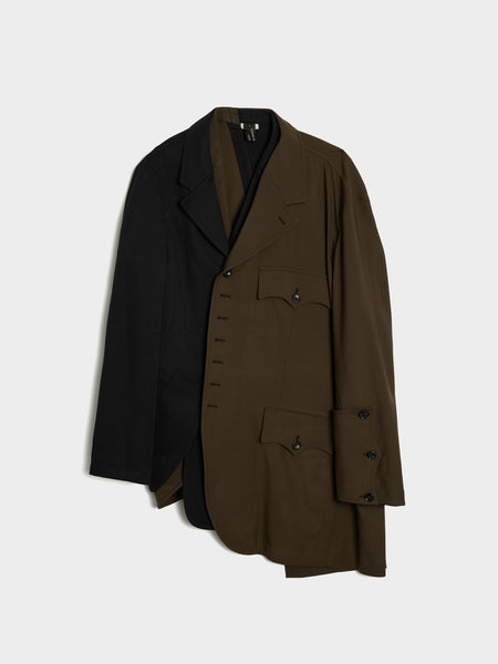 Polyester Gabardine x Wool Cloth Jacket, Black