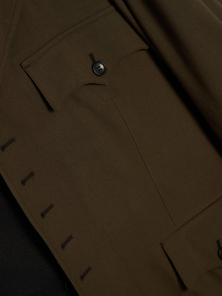 Polyester Gabardine x Wool Cloth Jacket, Black