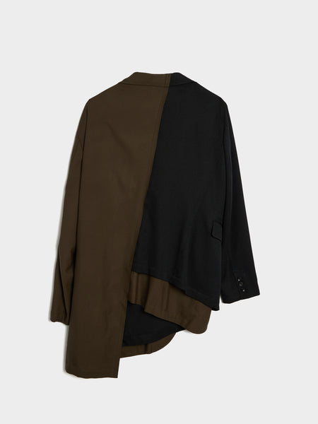 Polyester Gabardine x Wool Cloth Jacket, Black