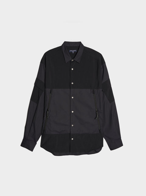 Zip Button Up Shirt, Black