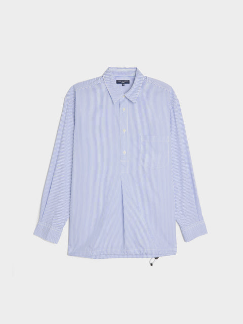 Cotton Stripe Half Button Up Shirt, Blue