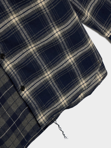 Cotton Flannel Check Button Up, Navy