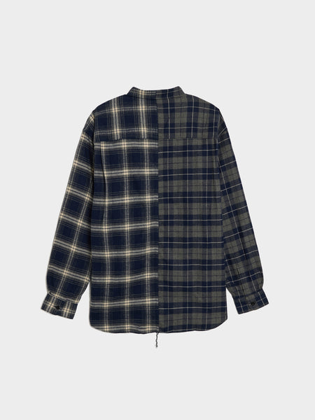 Cotton Flannel Check Button Up, Navy