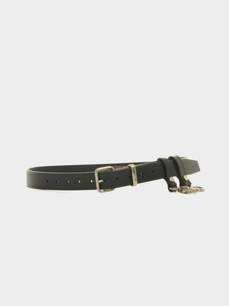 Smooth Leather Key Chain Belt, Black