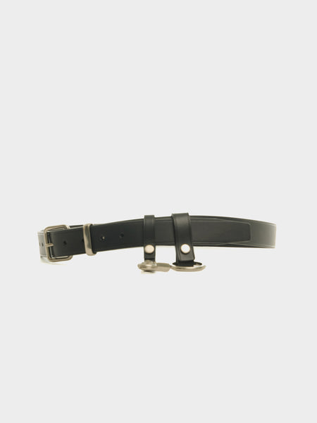 Smooth Leather Key Chain Belt, Black