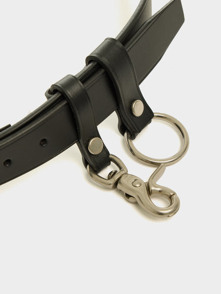 Smooth Leather Key Chain Belt, Black