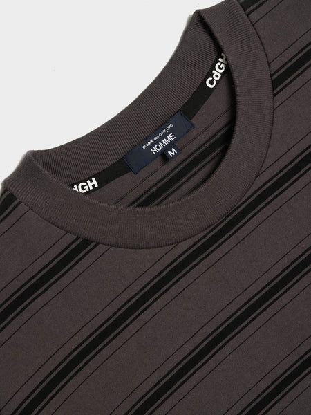 Cotton Jersey Horizontal Stripes LS, Grey / Black