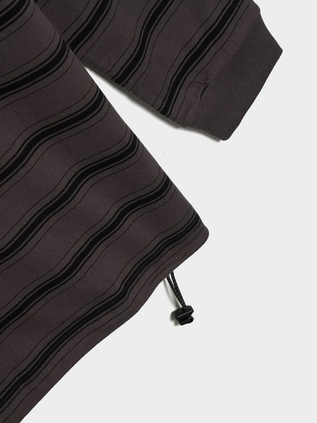 Cotton Jersey Horizontal Stripes LS, Grey / Black
