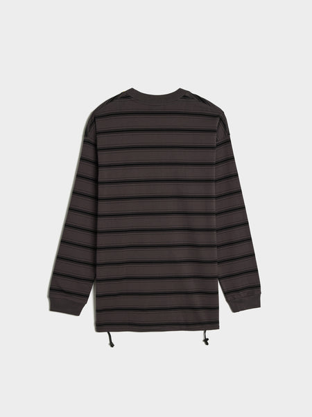 Cotton Jersey Horizontal Stripes LS, Grey / Black