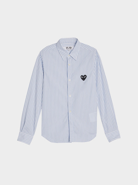 Women Black Heart Striped Shirt II, Light Blue