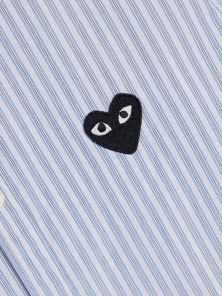 Men Black Heart Striped Shirt II, Light Blue