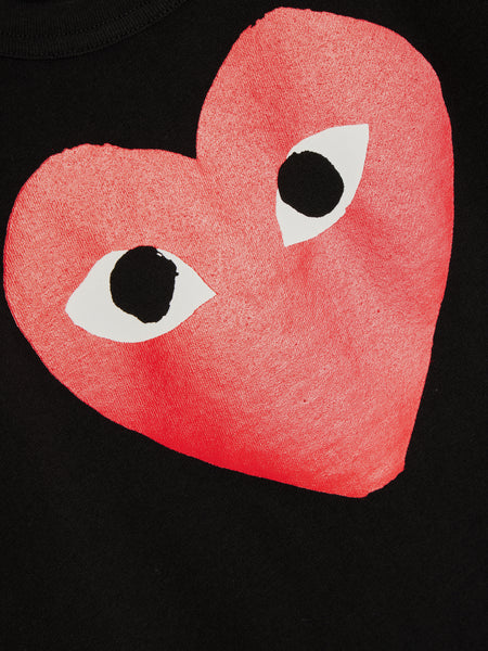Women Large Red Heart T-Shirts, Black