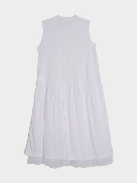 Polyester Honeycomb Nylon Tulle Dress, White