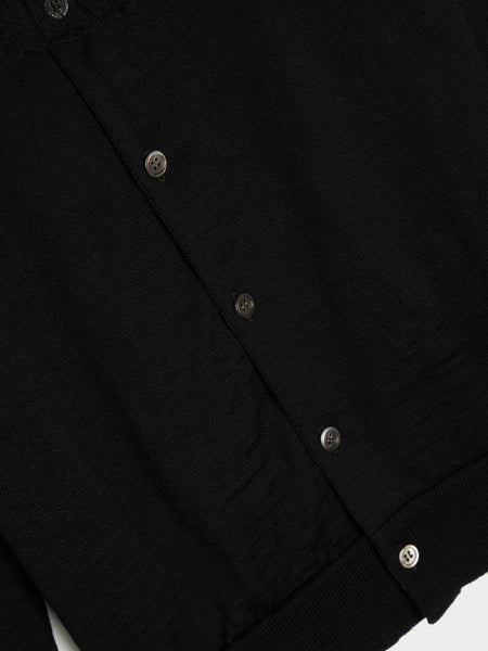 Wool Jersey Detachable Collar Cardigan, Black
