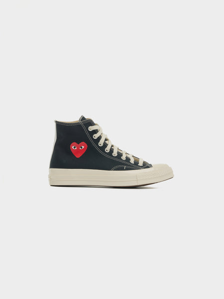 CDG PLAY x Converse Small Red Heart Chuck 70 Hi, Black