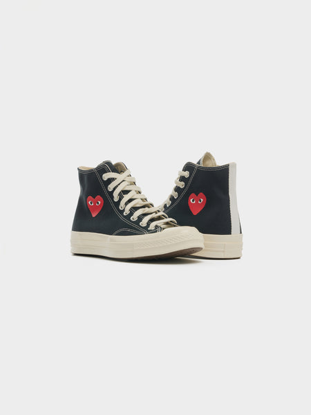 CDG PLAY x Converse Small Red Heart Chuck 70 Hi, Black