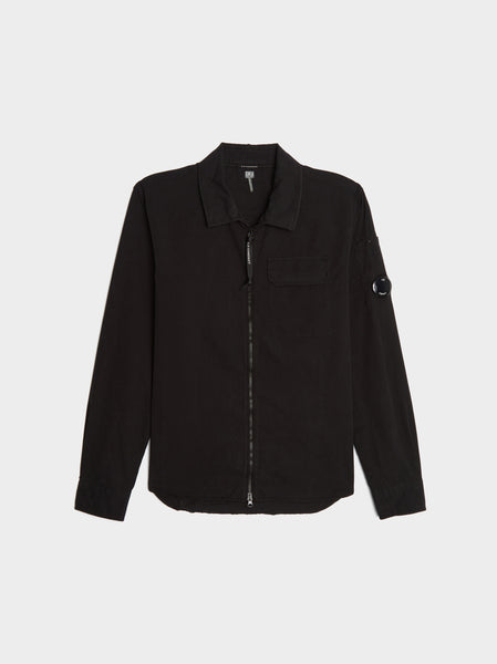 Gabardine Zipped Shirt, Black