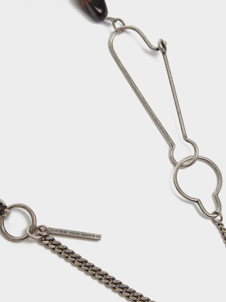 Stone Key Chain Necklace, Tiger-Eye